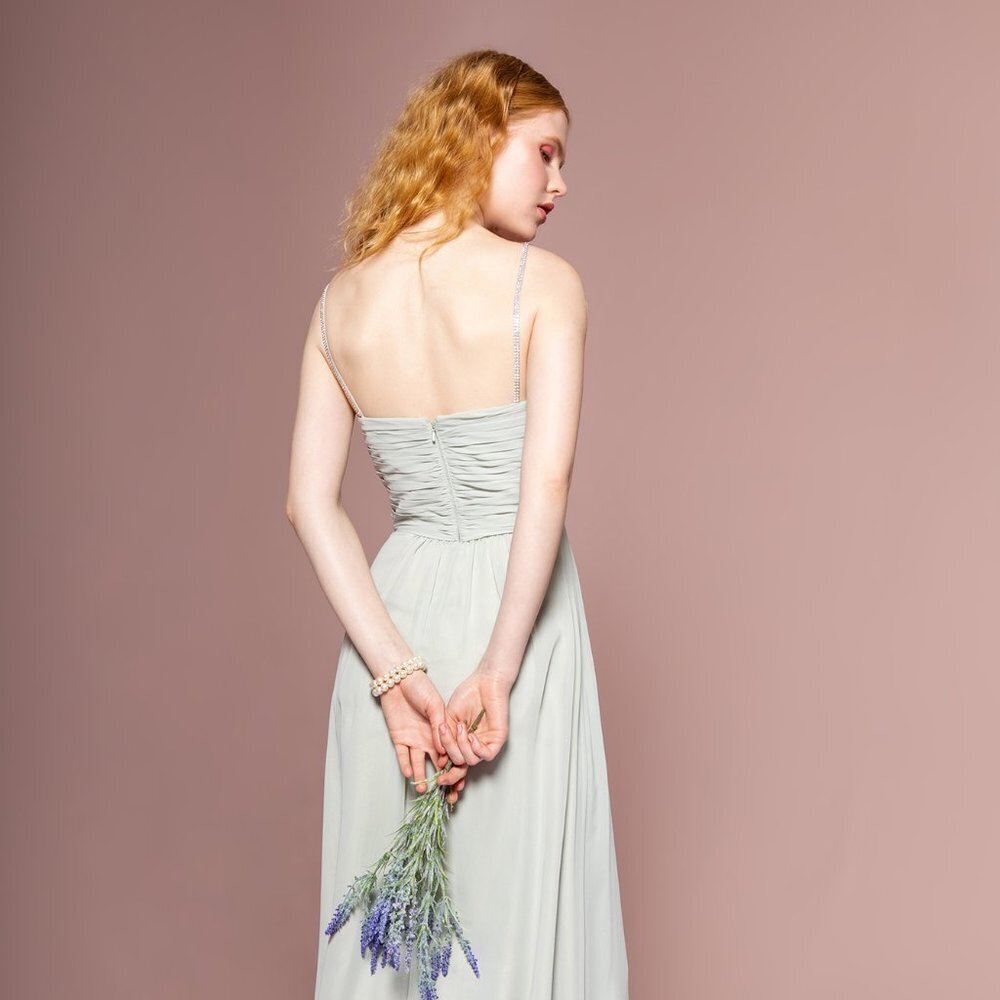 NEW LONG OFF SHOULDER SLEEVELESS A-LINE CHIFFON DRESS WITH ZIPPER BACK GL2666